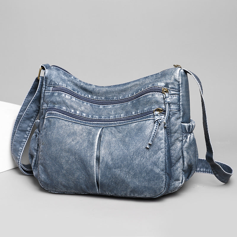 Women's Retro Denim Blue Large Capacity Simple Mother's Bags