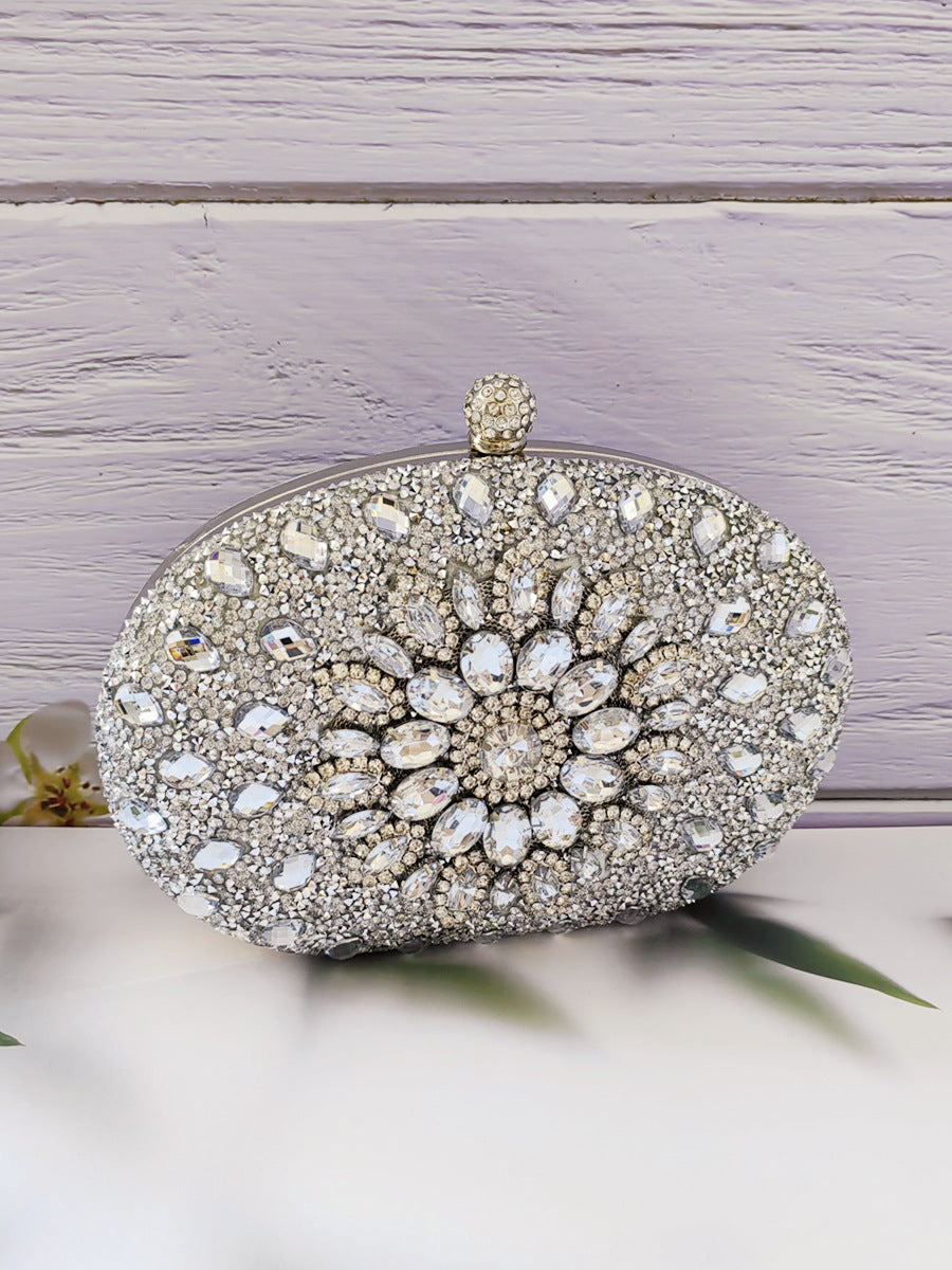 Shiny Round Clip Bridal With Chain Handbags
