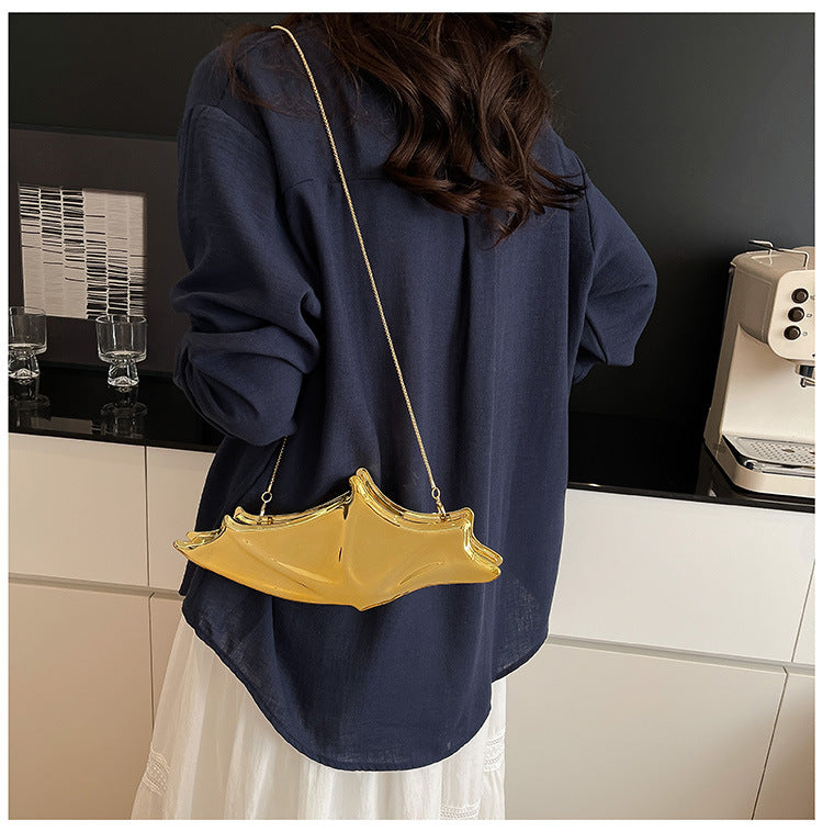 Metallic Glossy Butterfly Shape Clutch Fashion Dinner Bag