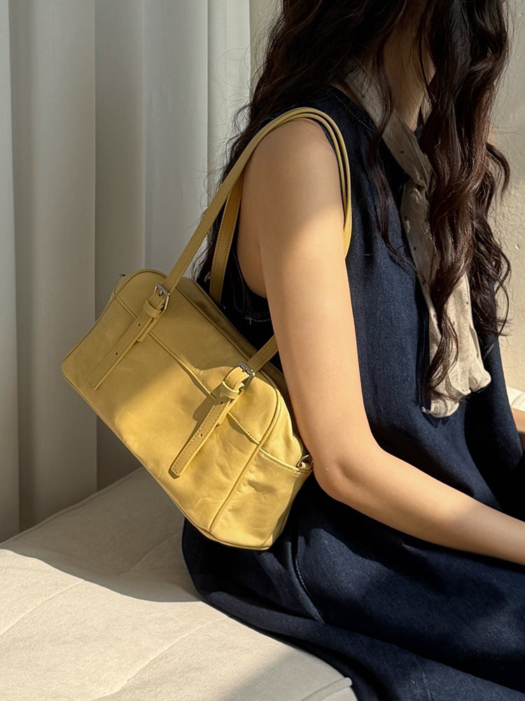 Niche Bowling First Layer Oil Wax Women's Shoulder Bag