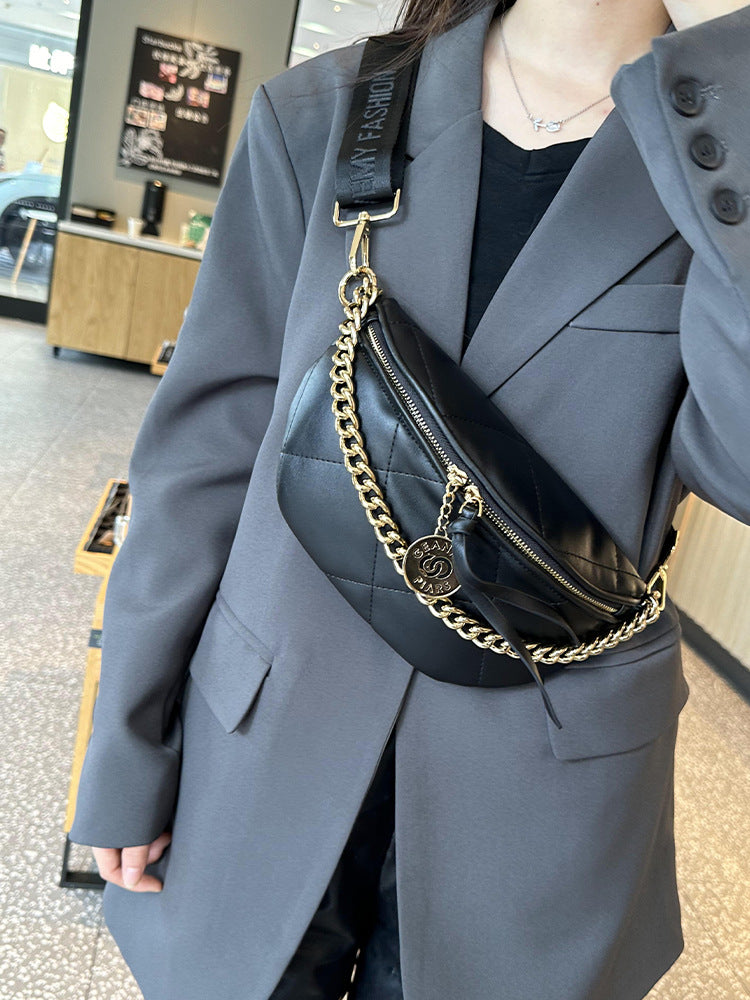 Classic Women's Diamond Chain Fashion High-grade Women's Chest Bag, Fanny Pack
