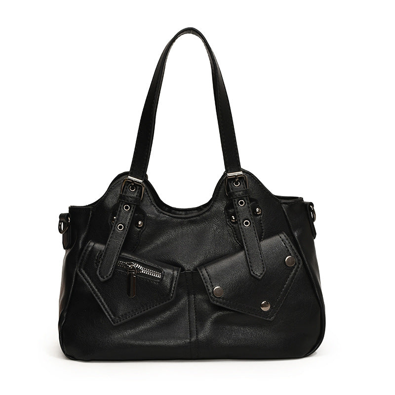 Women's Retro Large Capacity Stitching Simple Rivet Tote Bag