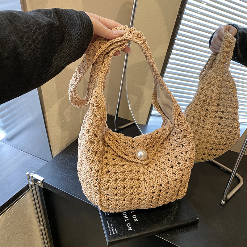 Idle Style Hollow Woven Design Seaside Holiday Simple Women's Shoulder Bag