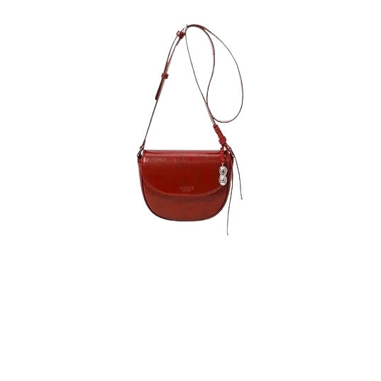 Women's South Style Genuine Leather Milk Chestnut Saddle Retro Women's Shoulder Bag