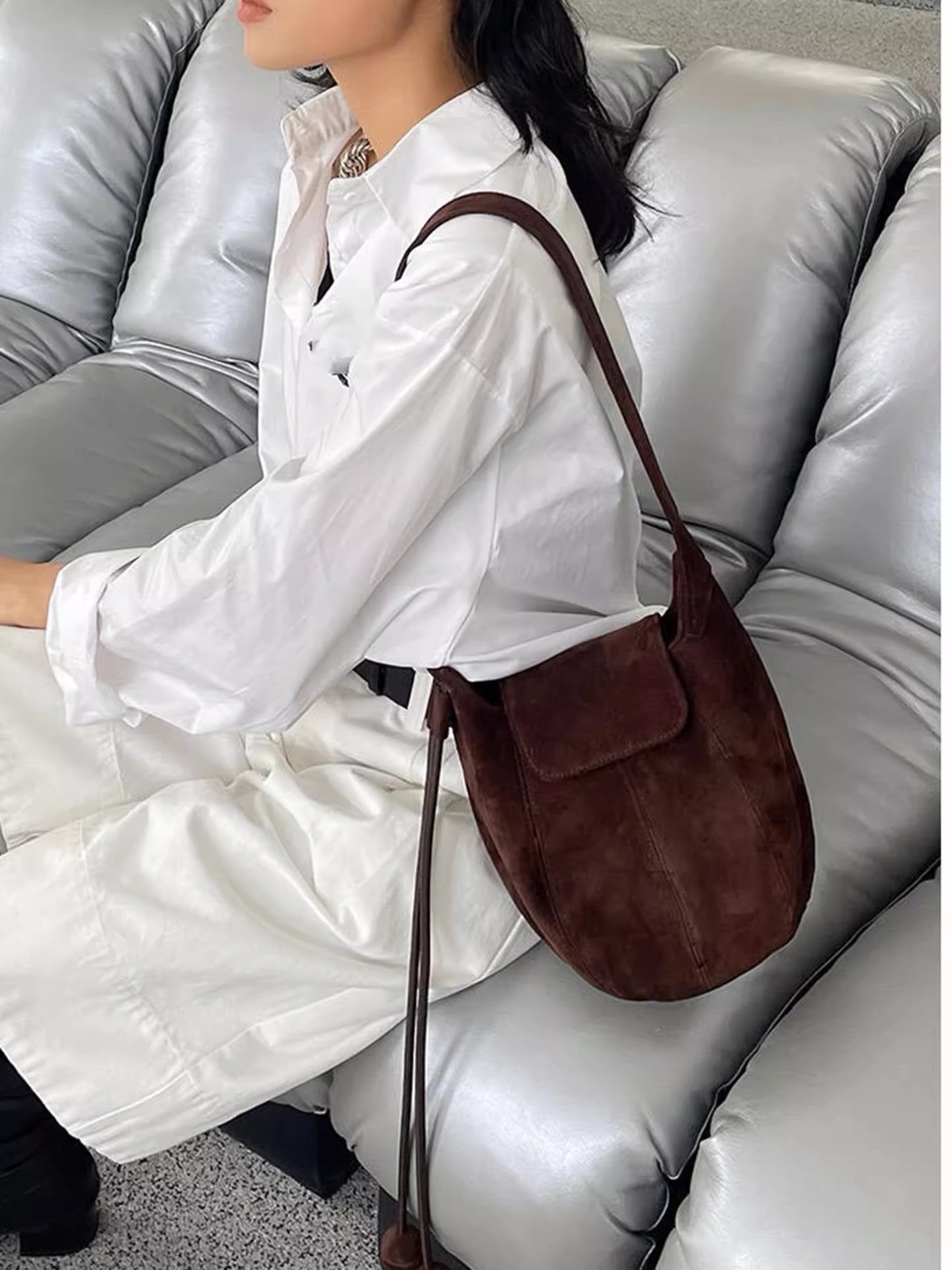 Women's Frosted Suede High-grade Versatile Pumpkin Design Women's Messenger Bag