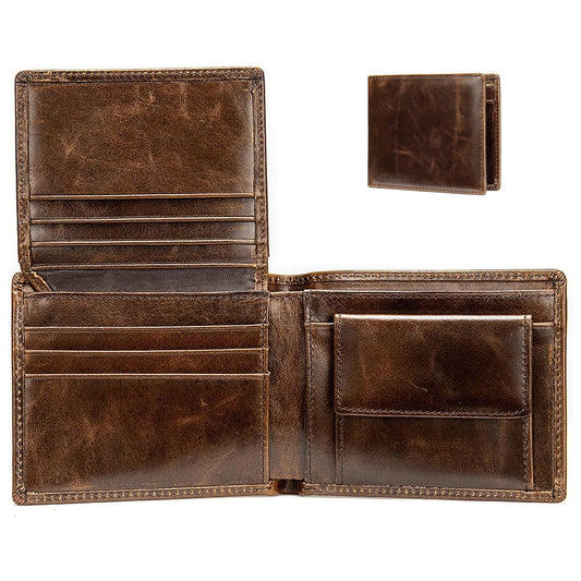 Men's Vintage Leather Swiping Gold Clip Short Purses