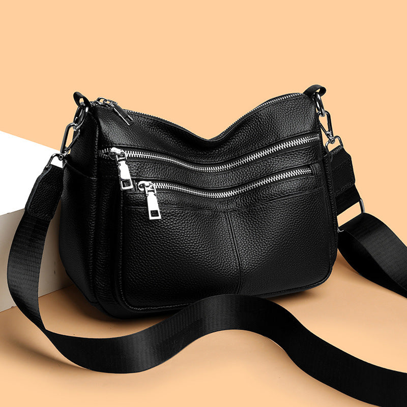 Female Lady First Layer Cowhide Large Capacity Women's Messenger Bag