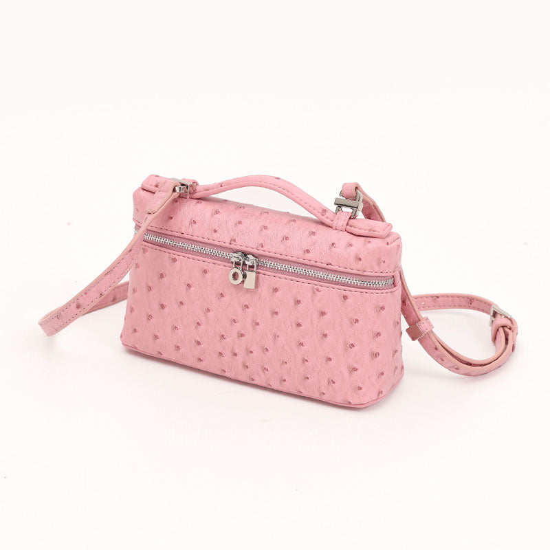 Women's Ostrich Grain Lunch Box Portable Small Square Bag
