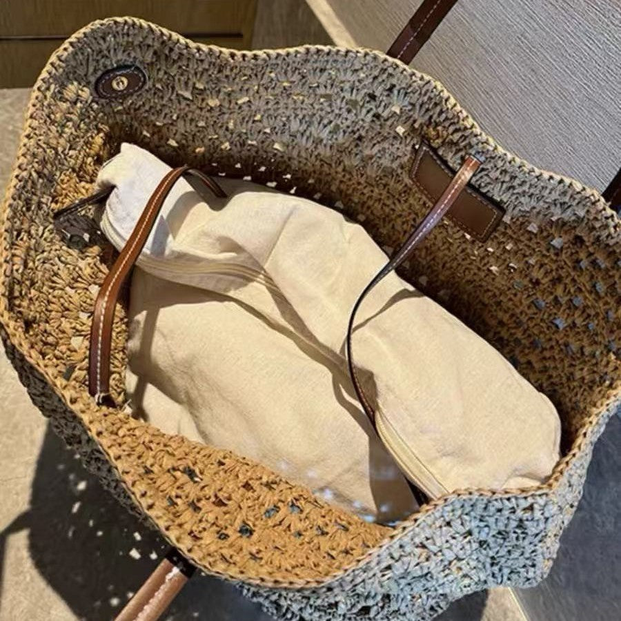 Lazy Elegant Goddess Woven Straw Large Capacity Women's Shoulder Bag