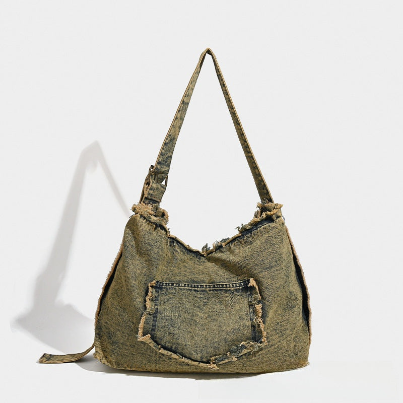 Large Capacity Totes Retro Jean Studded Bags