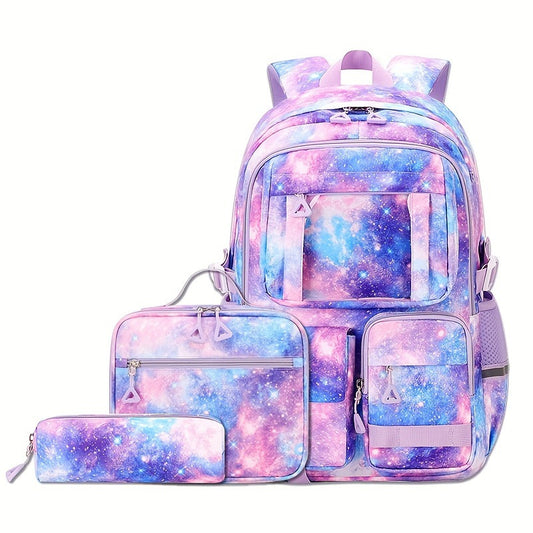 Korean Printing Waterproof Rucksack Three-piece Spine Bags