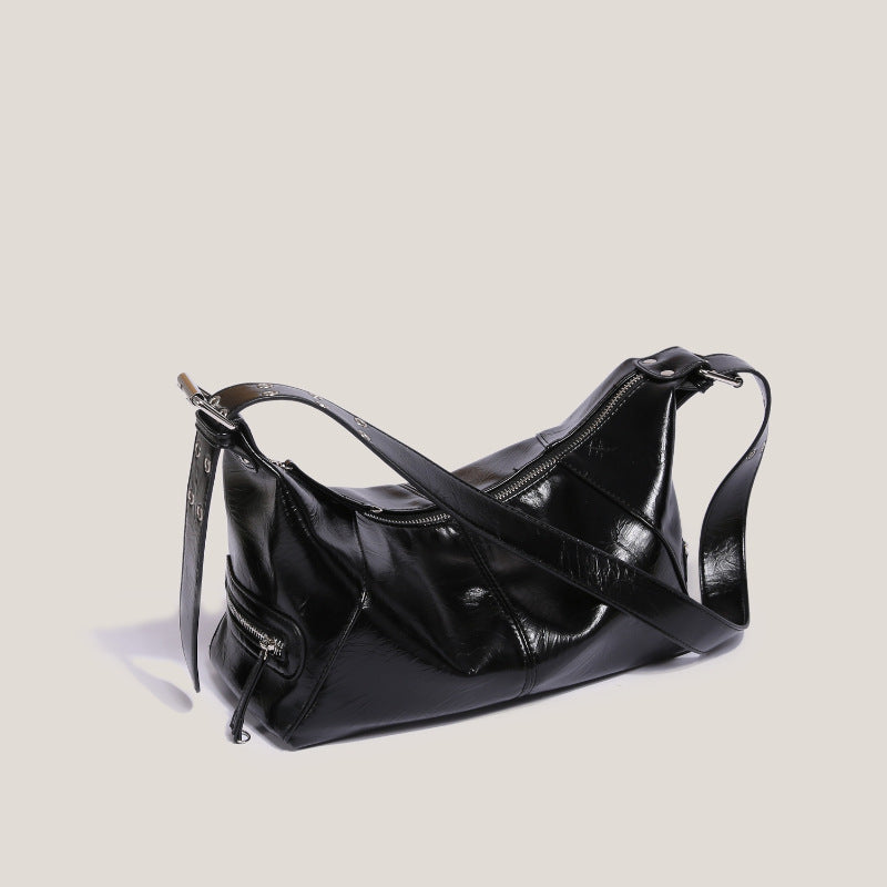 Oil Wax Skin Underarm Crescent Large Capacity High Shoulder Bags