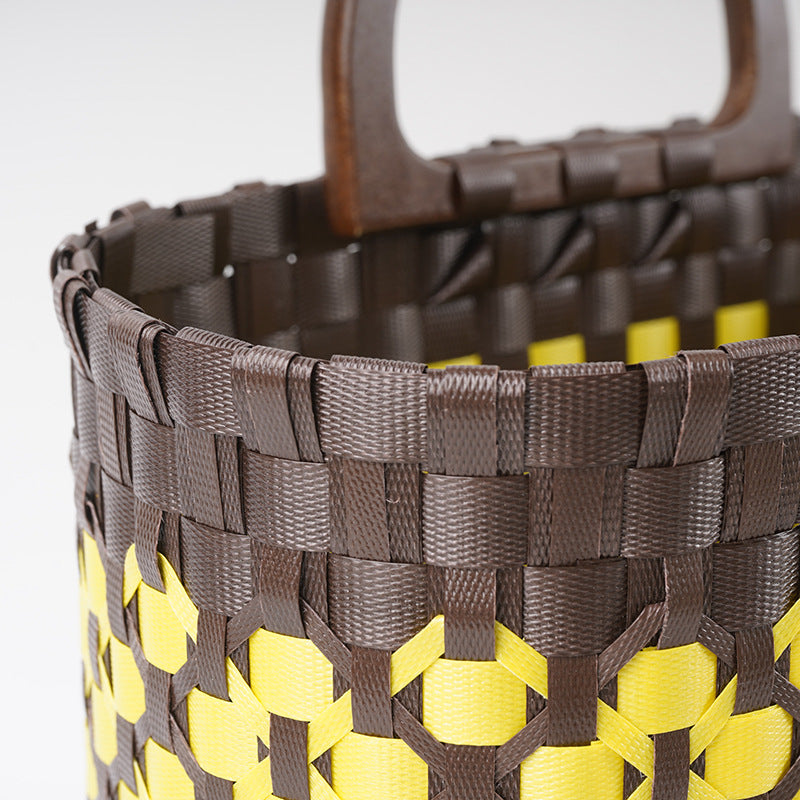 Wooden Hand-woven Color Matching Fashion Vegetable Women's Handbag