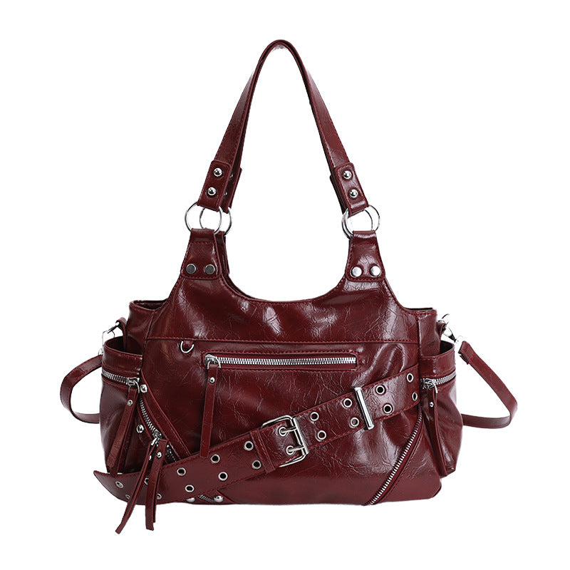 Women's Retro Hot Motorcycle Winter Rivet Fashion Bags