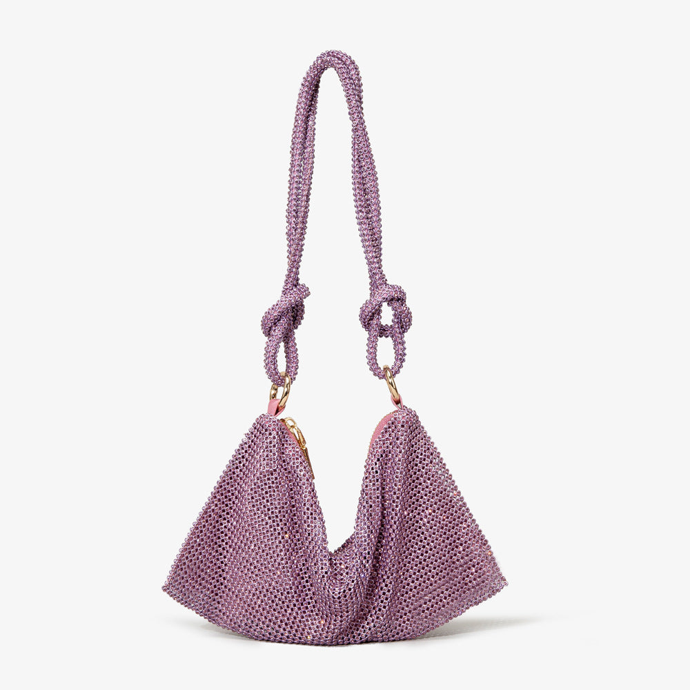 Studded Hand Crystal Metal Sequins Full Rhinestone Dumpling Underarm High Women's Handbag