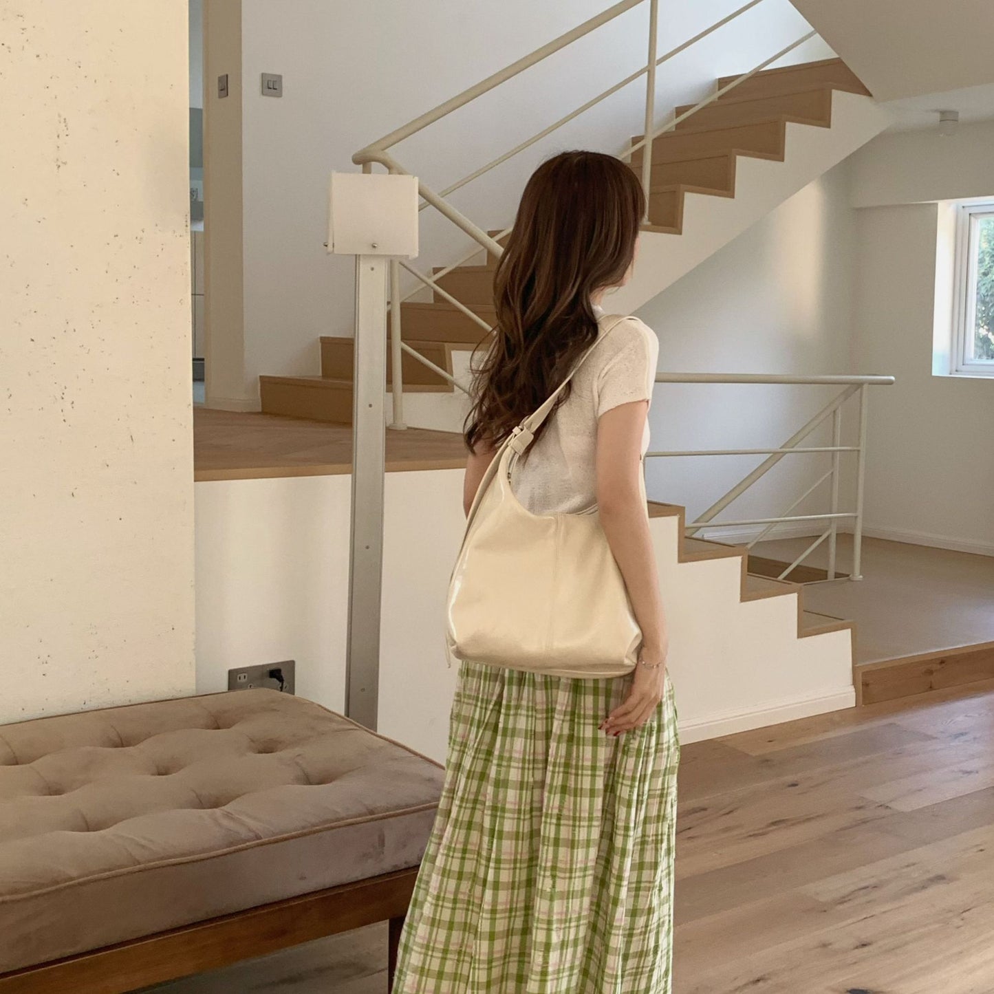 Women's Design Hand Grip Texture Large Capacity Totes Lazy Women's Handbag