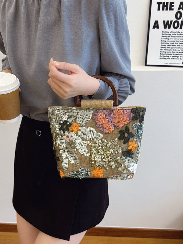 Chinese Style Fashion Artistic Lady's Flower Large Women's Handbag