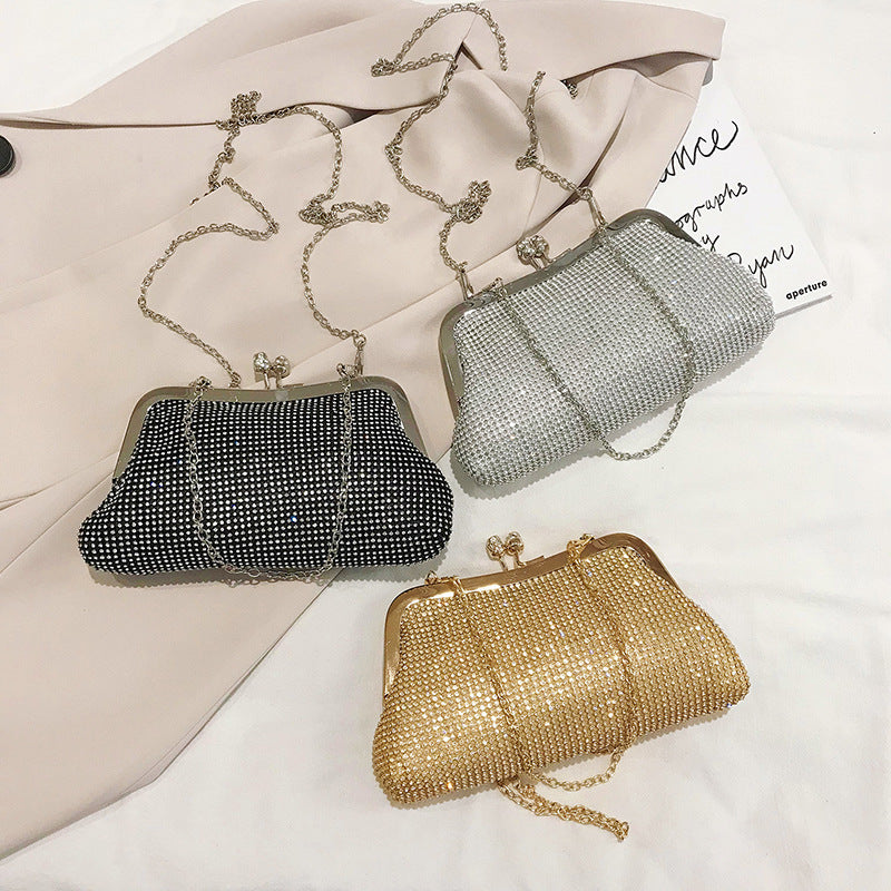 Women's Niche Rhinestone Hand Holding Net Drill Shiny Diamond Banquet Bags