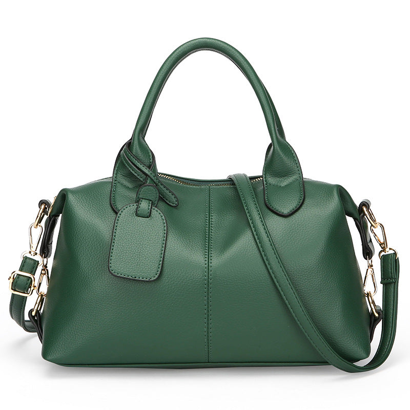 Women's Soft Leather Large Capacity Mom Boston Portable Commuter Women's Messenger Bag
