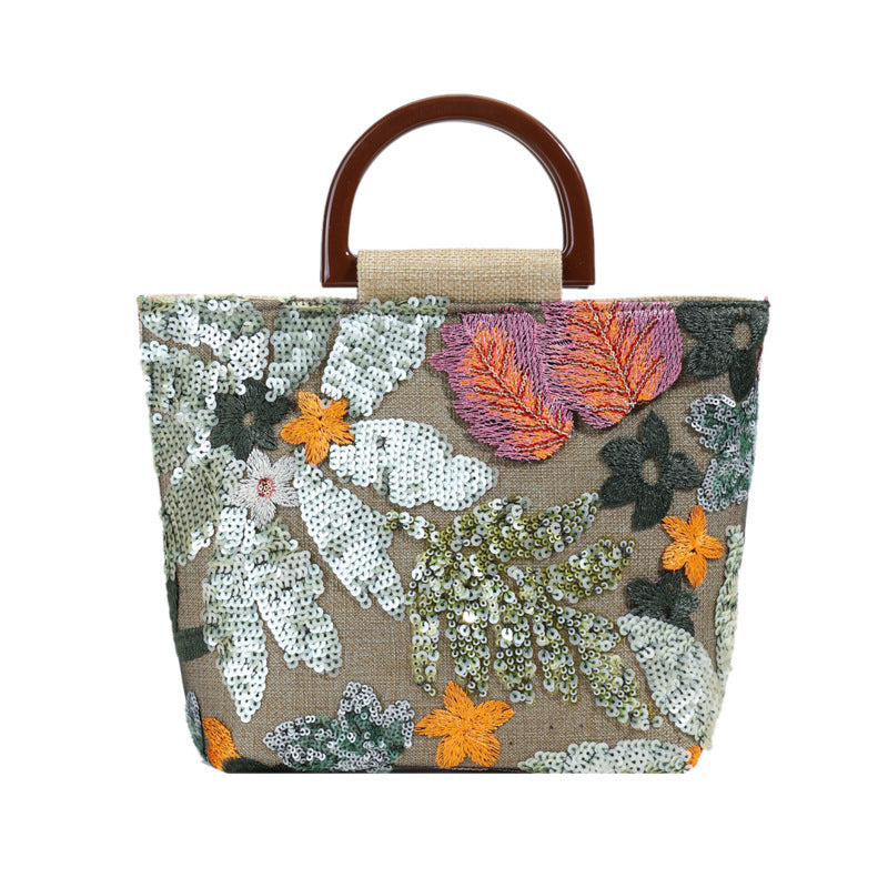 Summer Bamboo Advanced Texture Color Sequins Handbags