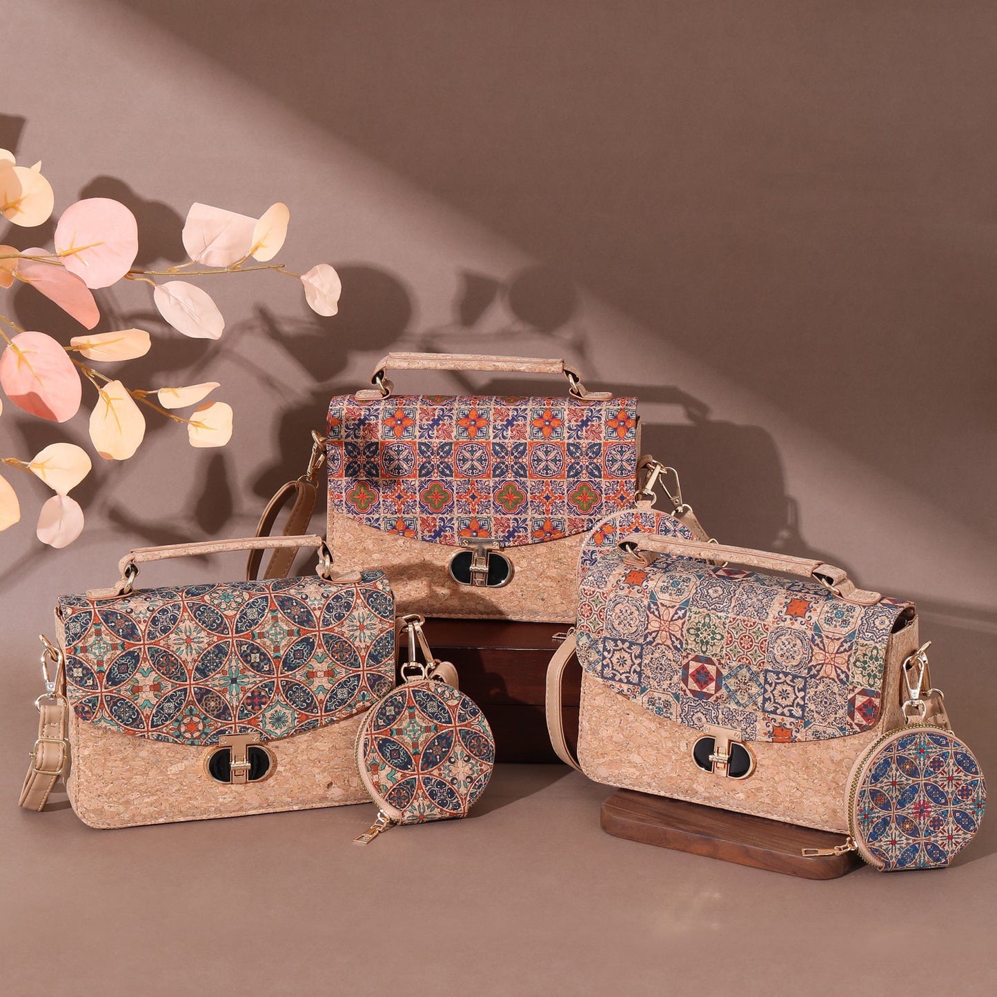 Women's Wooden Outside Retro Ethnic Style Cork Portable Niche Mori Artistic Bags