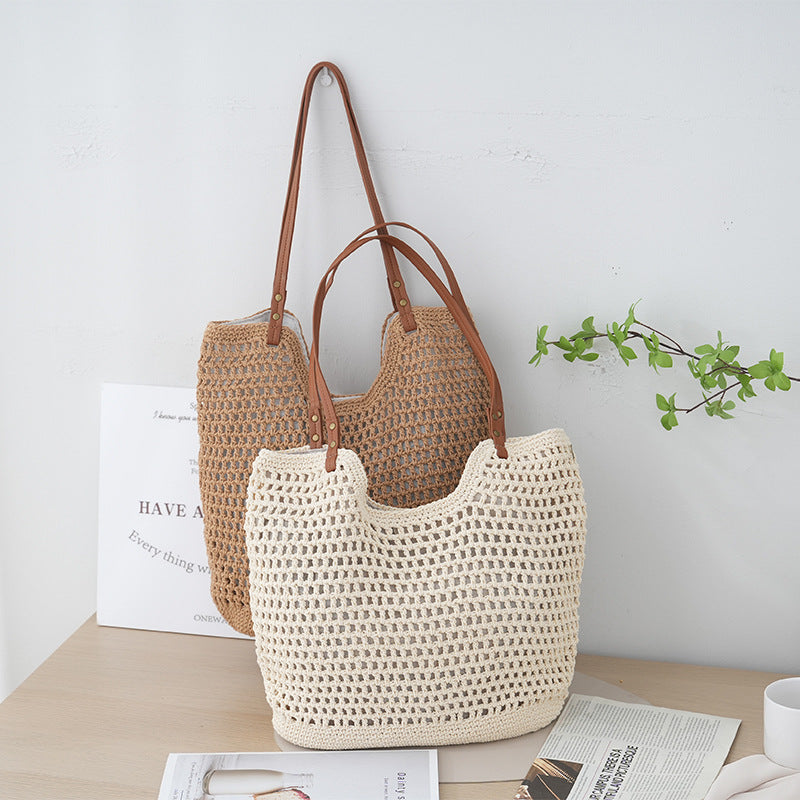 Women's Hollow Cotton Thread Woven Idle Style Bags