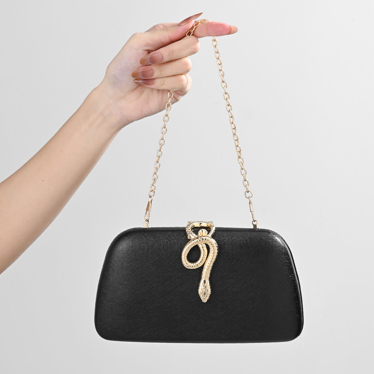 Metal Snake-shaped Design Clutch Dress One Chain Dinner Bag