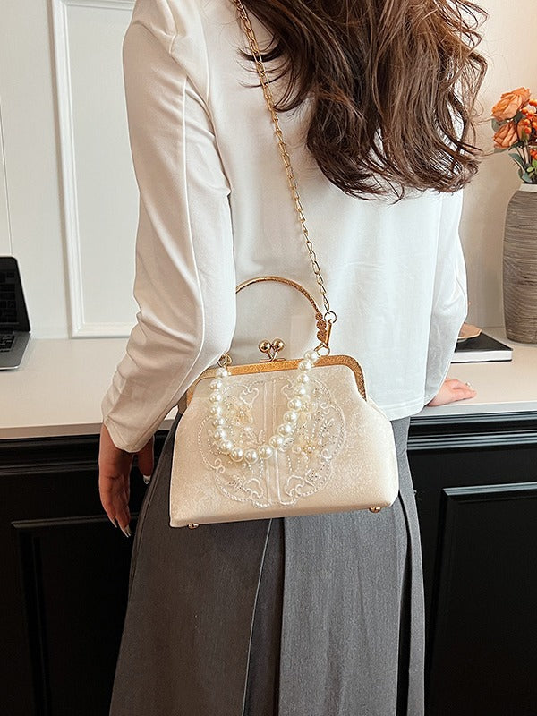 Chinese Style Embroidery Niche Pearl Hand Han Clothing Clutch Women's Handbag