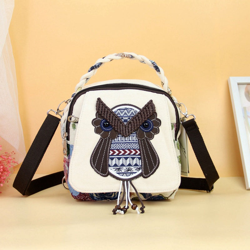 Hand-woven Owl Fresh Portable Fabric Ethnic Women's Messenger Bag