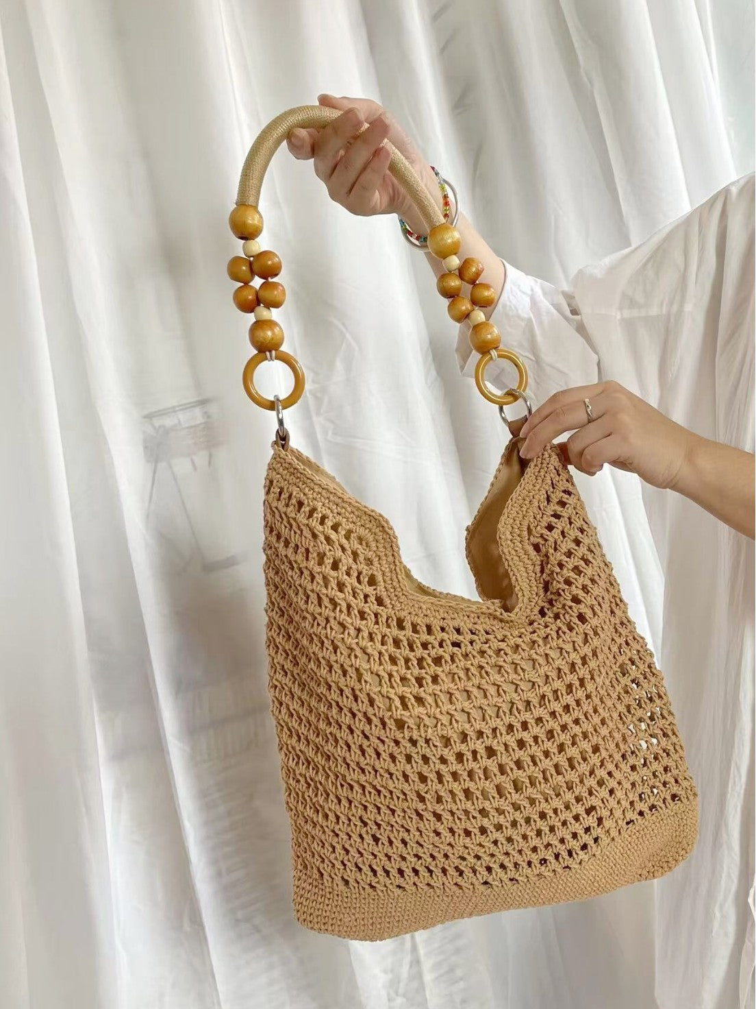 Women's Simple Large Capacity Woven Hollow Handmade Women's Shoulder Bag