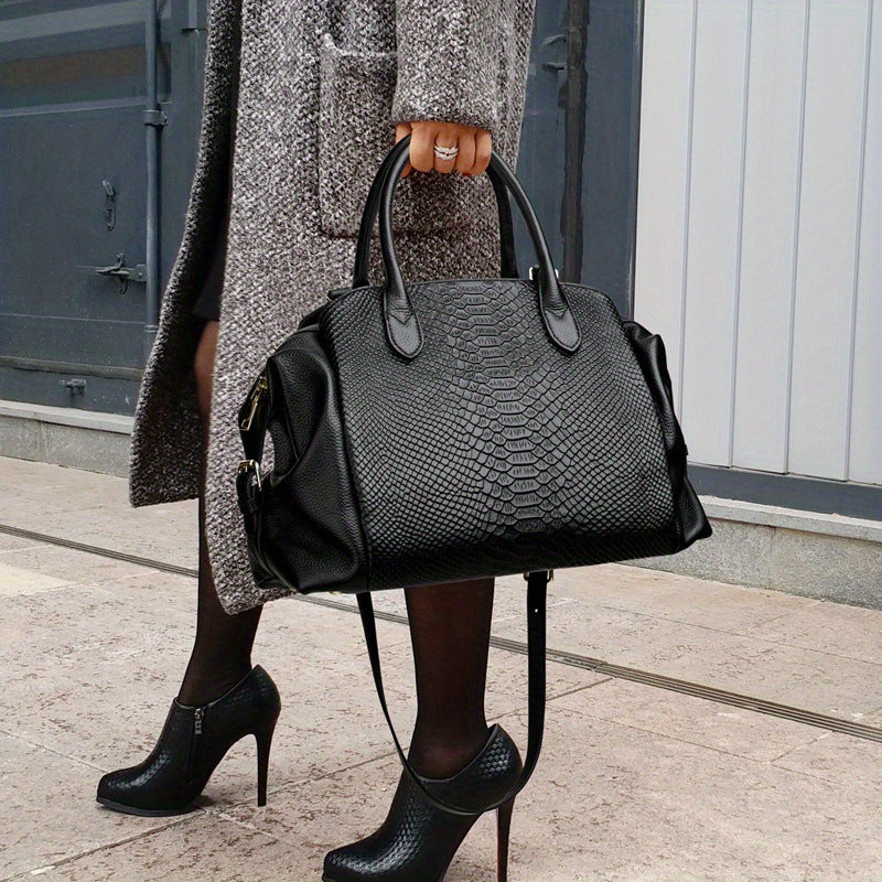 Women's Fashion Crocodile Pattern Large Capacity Retro Women's Shoulder Bag