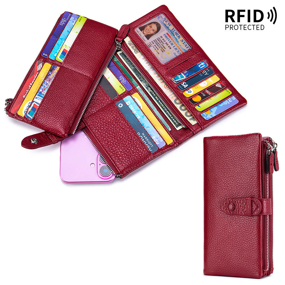 Long Large Capacity Soft Leather Multifunctional Mobile Multiple Slots Ladies Wallet