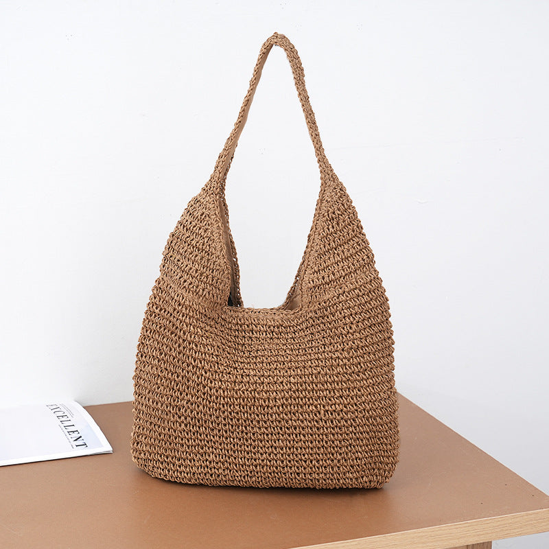 Women's Large Capacity Straw Woven Leisure Beach Vacation Portable Bags