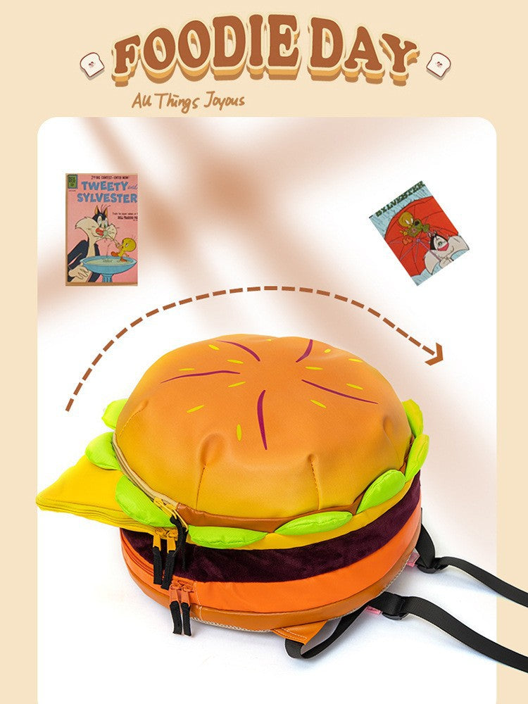 Cartoon Cheese Cute Hamburger Large Capacity Leisure Backpack