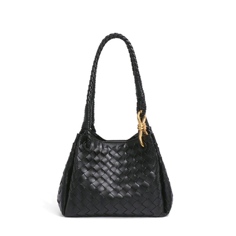 Women's Weave Plaid British Style Light Luxury Bucket Bags