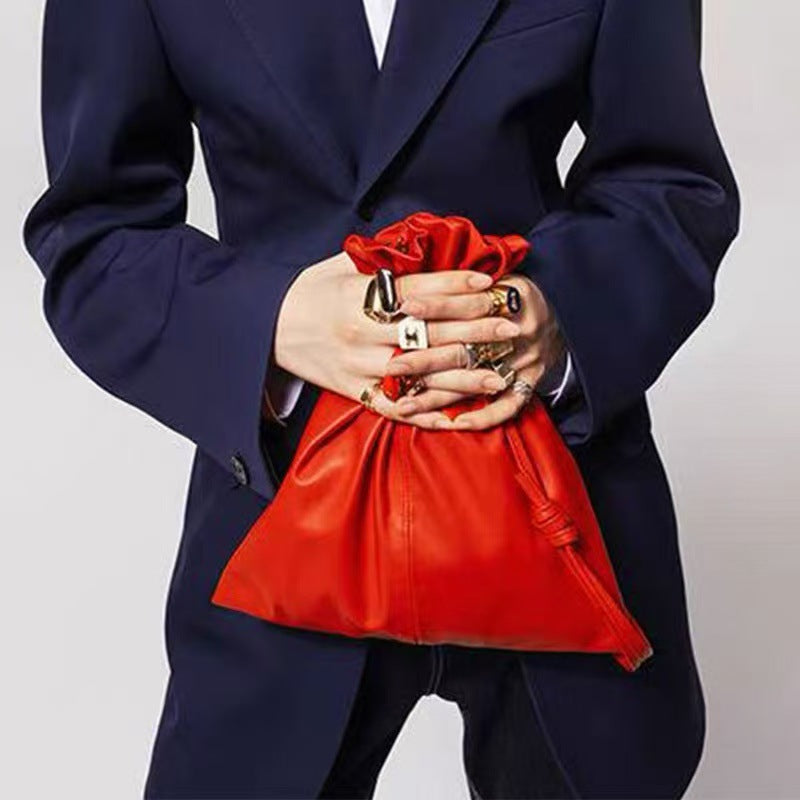 Design Sheepskin Lucky Drawstring Simple Fashion Elegant Women's Handbag