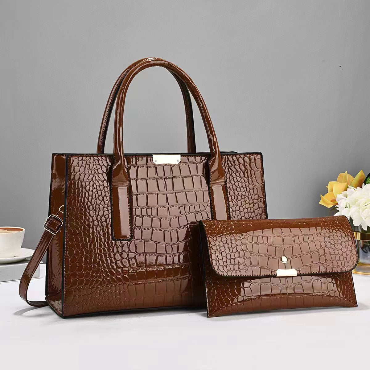 Women's Capacity High-grade Embossed Portable Two-piece Simple Women's Handbag
