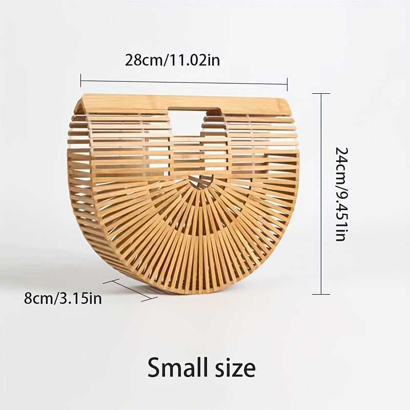 Women's Handmade Bamboo Woven Semicircle Vacation Beach Women's Clutch