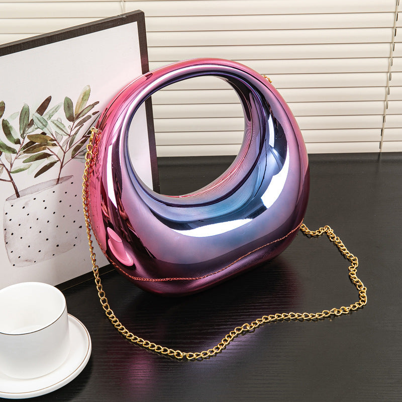 Cool Crescent Gold Sier Makeup Acrylic Dinner Bag