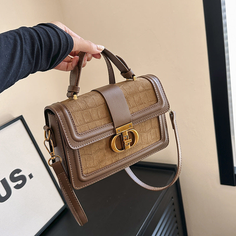 Retro Portable Advanced Texture Design Light Small Square Bag