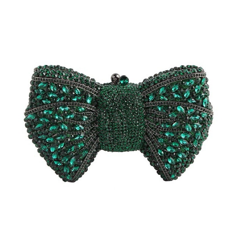 Women's Bow Diamond Hollow Full Clutch Banquet Evening Bags