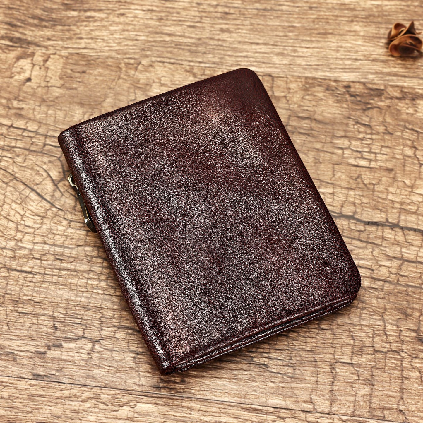 Men's Leather Vertical Short Advanced Sense Brushed Men's Wallet