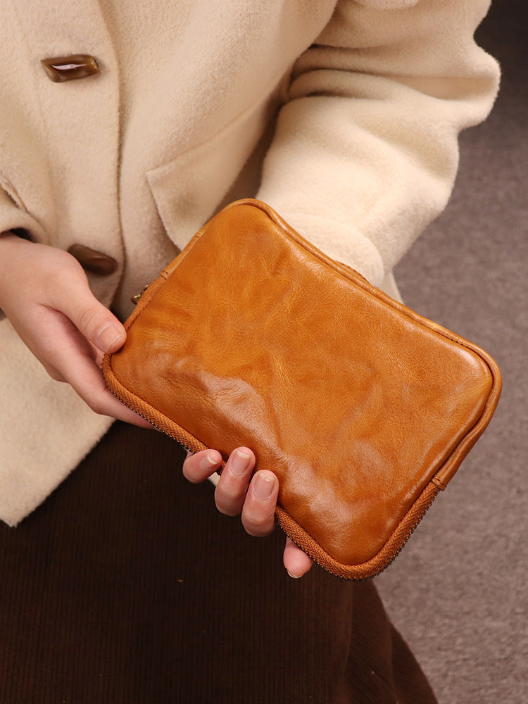 Women's Distressed Hand-rub Color First Layer Cowhide Retro Simple Large Capacity Bags