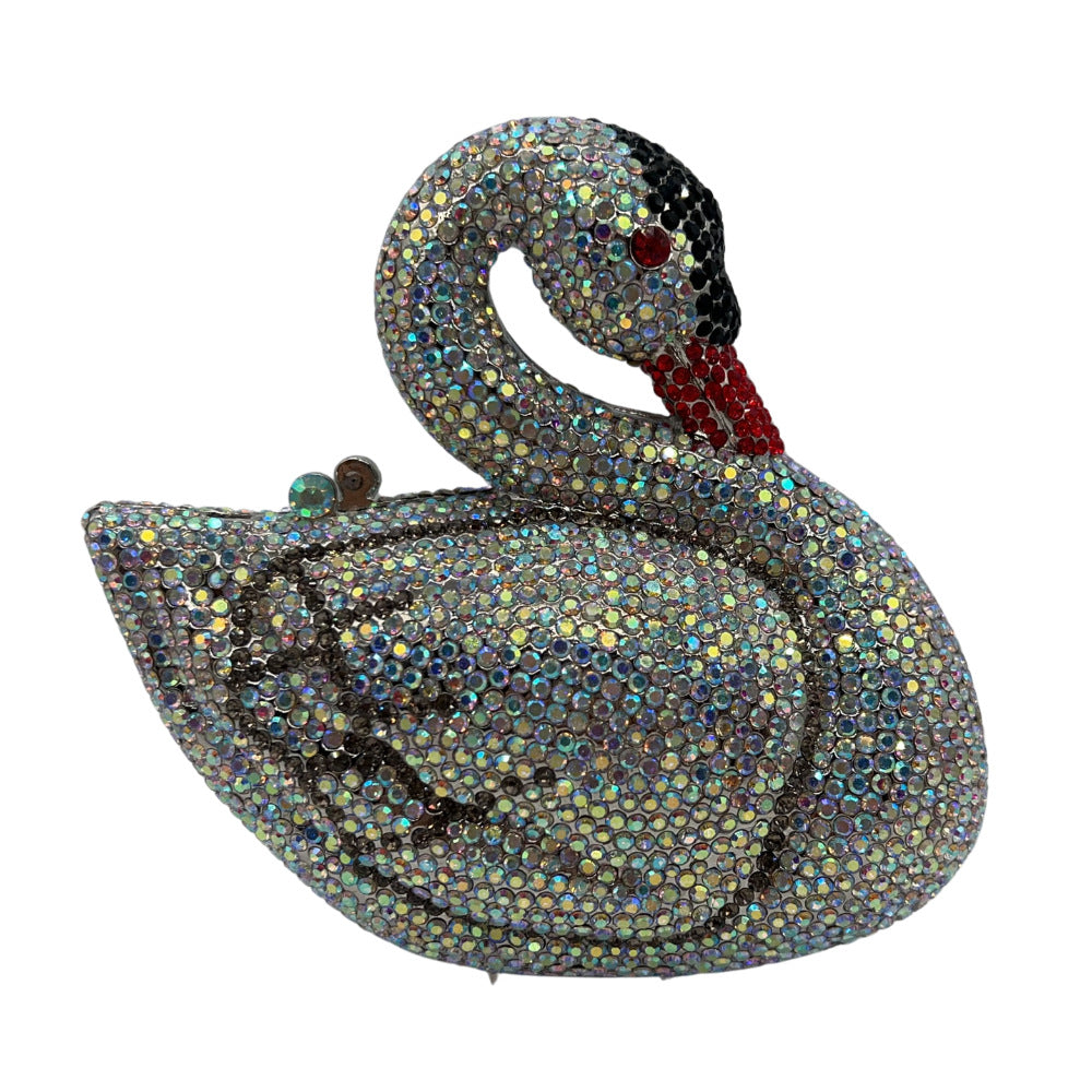 Women's Diamond Animal Swan Full Hand Holding Dinner Bag
