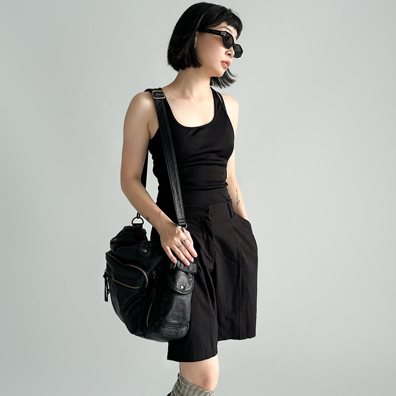 Women's Retro Motorcycle Large Capacity Waste Soil Women's Shoulder Bag