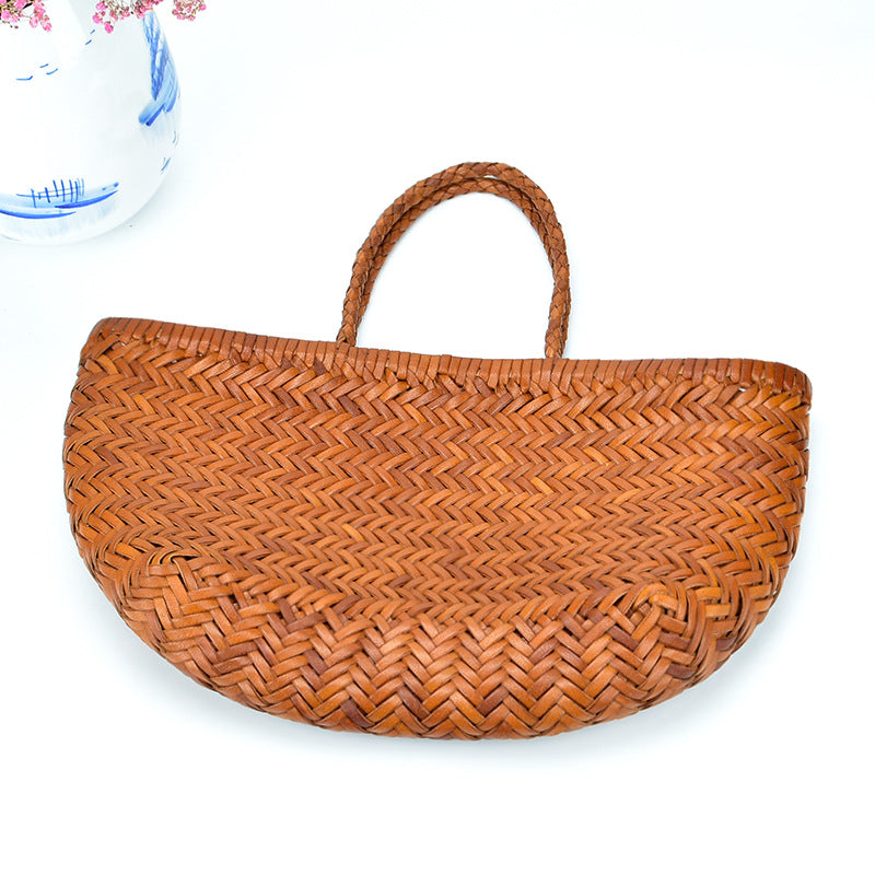 Genuine Leather French Food Basket Layer Women's Handbag