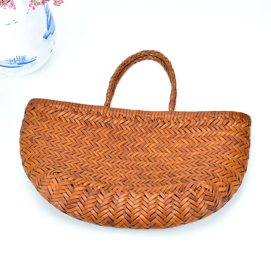Genuine Leather French Food Basket Layer Women's Handbag