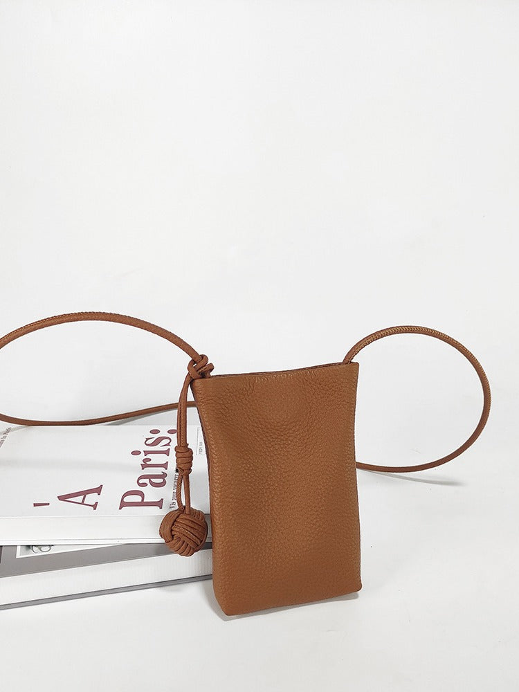 Women's Top Layer Cowhide Mini Lychee Pattern Women's Messenger Bag