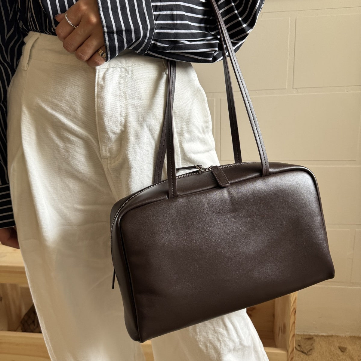 Women's Bowling Boston Large Capacity Sheepskin Women's Shoulder Bag