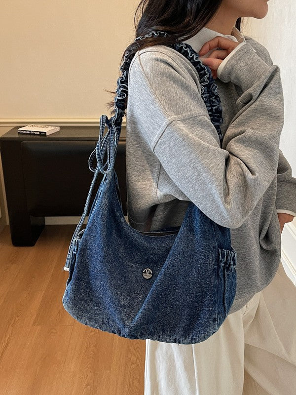 Women's Style Fashionable Textured Niche Denim Idle Bags